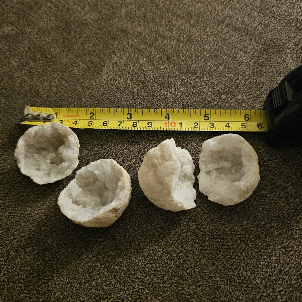 Lot 2 Pairs of Crystal Geodes Cracked Rock Quartz